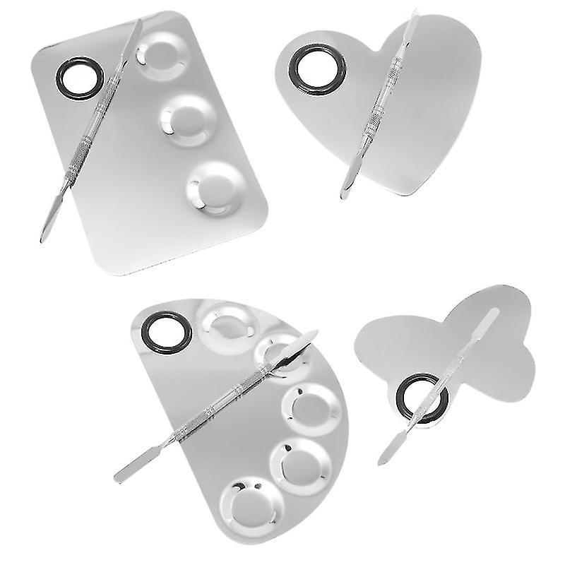 14.9X10cm Silver Refillable Makeup Palettes & Cases 4 Sets Cosmetic Palettes Spatula Set Cosmetic Mi
