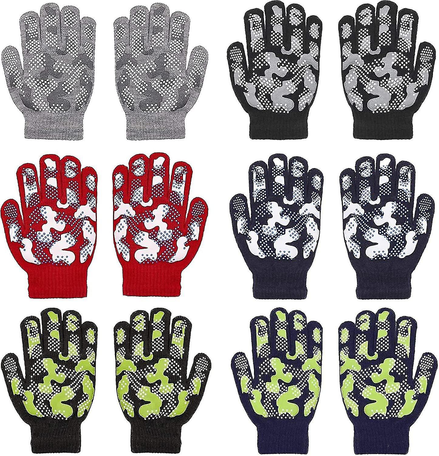 6 par handskar barn, barnhandskar vinter, stretch fulla fingerhandskar, vintergåva