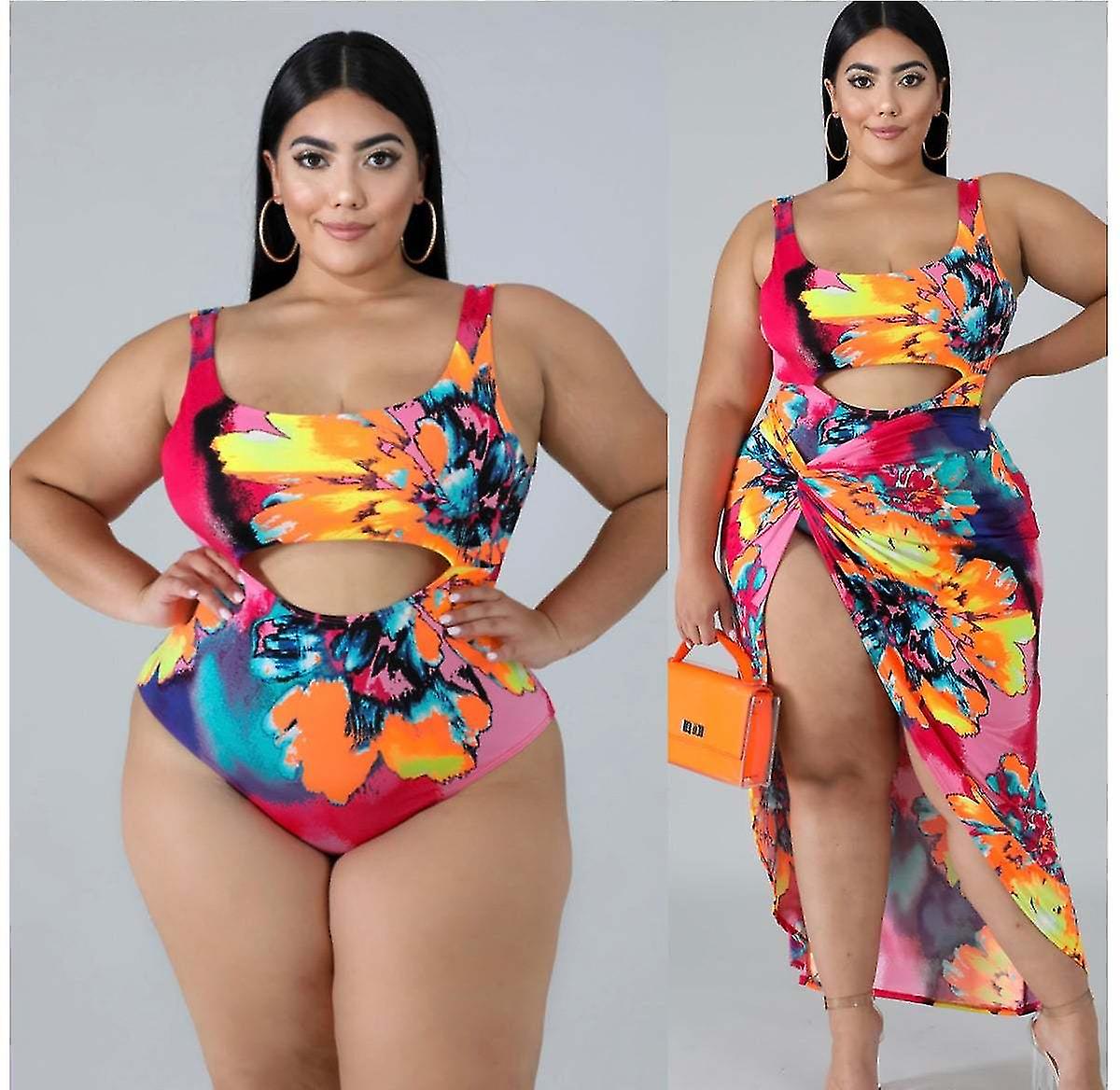 Cy1053 And -b New Digital Coned Lar Size Bikini Beach Swimsuit Two-piece Set