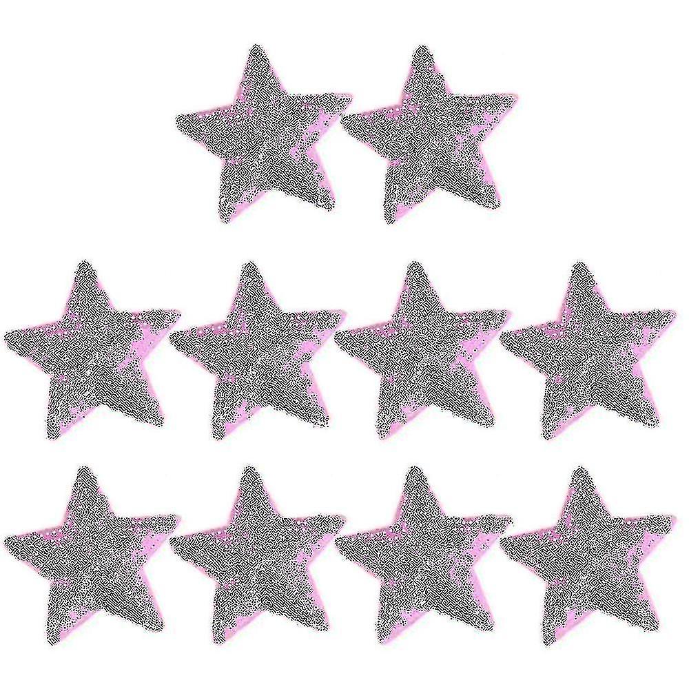 10pc Sequin Embroidered Cloth Stickers Diy Clothing Costumes Accessories Sequins Five-pointed Star Patches (blue)