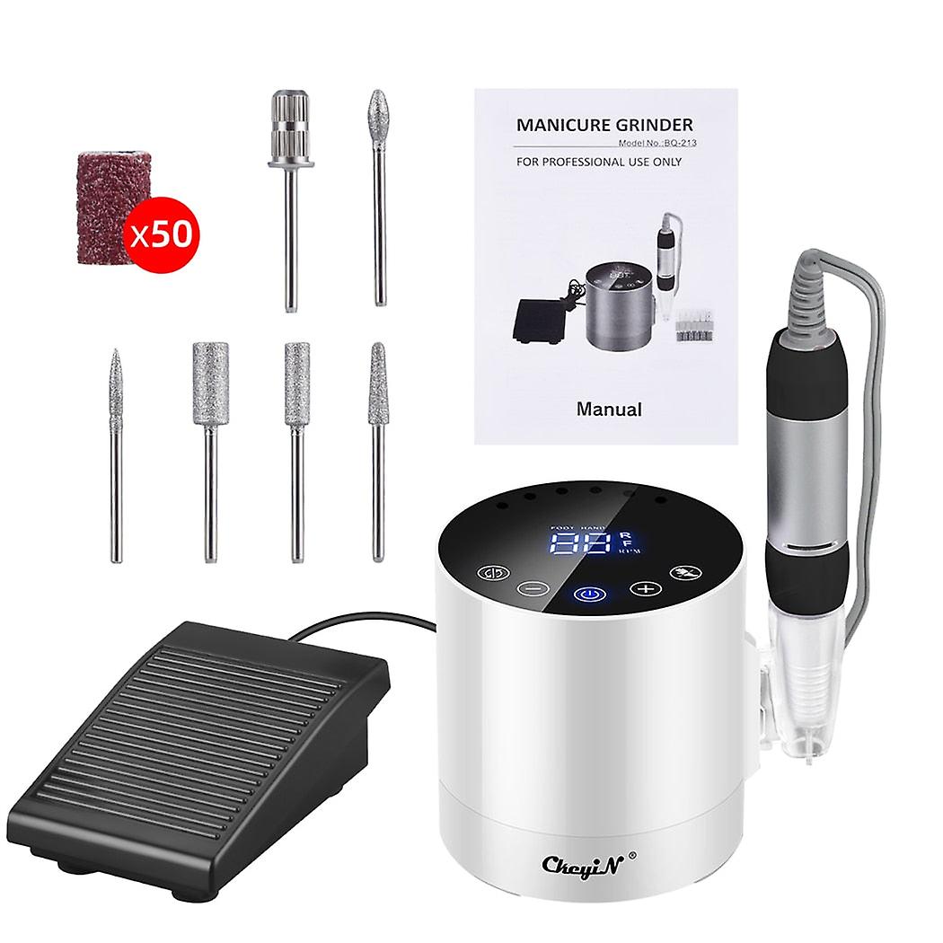 Nail Drill Machine 35000rpm Led Display Electric Nail Sander Adjustable Speed Mill For Manicure With Foot Pedal Nail Tool
