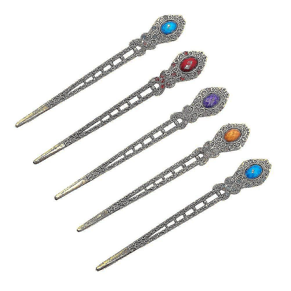 Lot de 5 épingles à cheveux anciennes, style rétro, pompon, strass