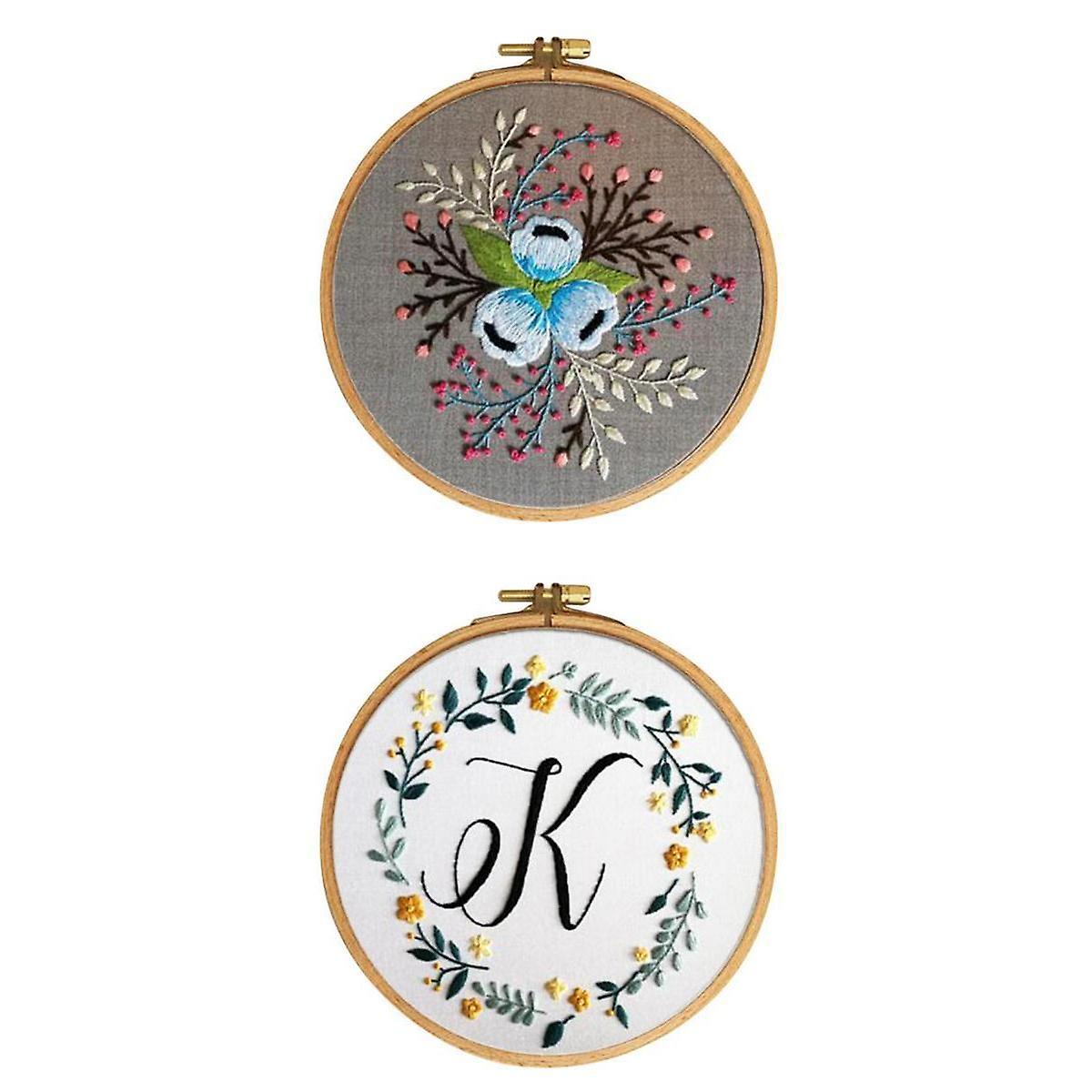 2 Set DIY Embroidery Starter Kits with Pattern Sewing Crafts for Beginner