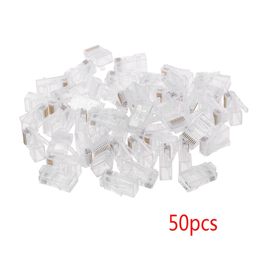 50 Pieces Stranded 10P10C Network Cable Connector RJ48 Crystal Plug Modular