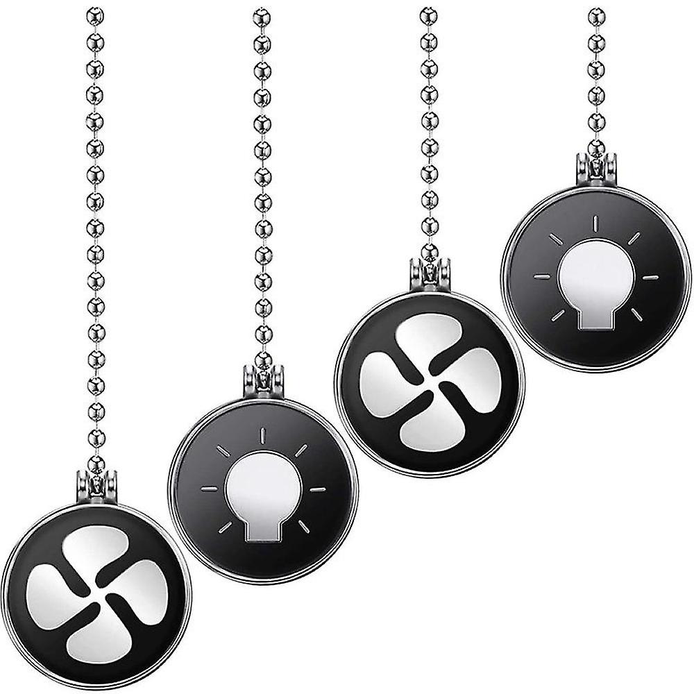 Ceiling Fan Pull Chain Set, 4pcs Light Bulb And Fan Pattern Pull Chain Ceiling Fan Chain Extender W