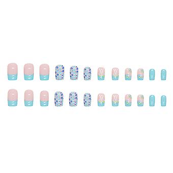 Aquamarinblauer Schmetterling Falsche Nägel Sanft Zu Natürlichen Nägeln Für Frauen Für Maniküre Anfänger Anfänger