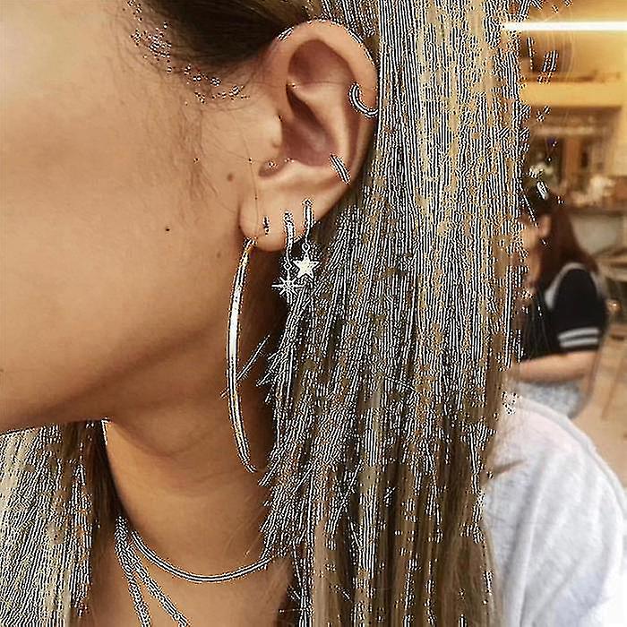 Geometriske krystalstjerner Big Circle Drop øreringe til kvinder Vintage Gold Dangle Ørering Boho Kvinde Mode smykker
