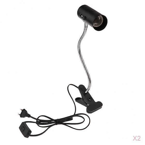 2 Pcs Gooseneck Reptile Ceramic Heating Light Bulb Lamp Holder E27 EU Plug