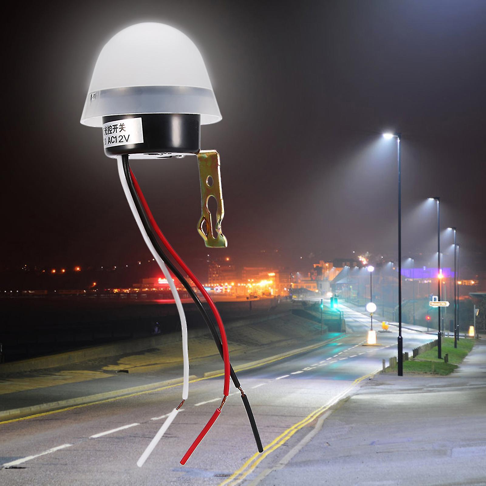Automatic Auto On Off Photocell Street Light Switch, Waterproof Dusk to Dawn Sensor for Outdoor Lighting Intelligent Sensor Light Control Switch DC AC
