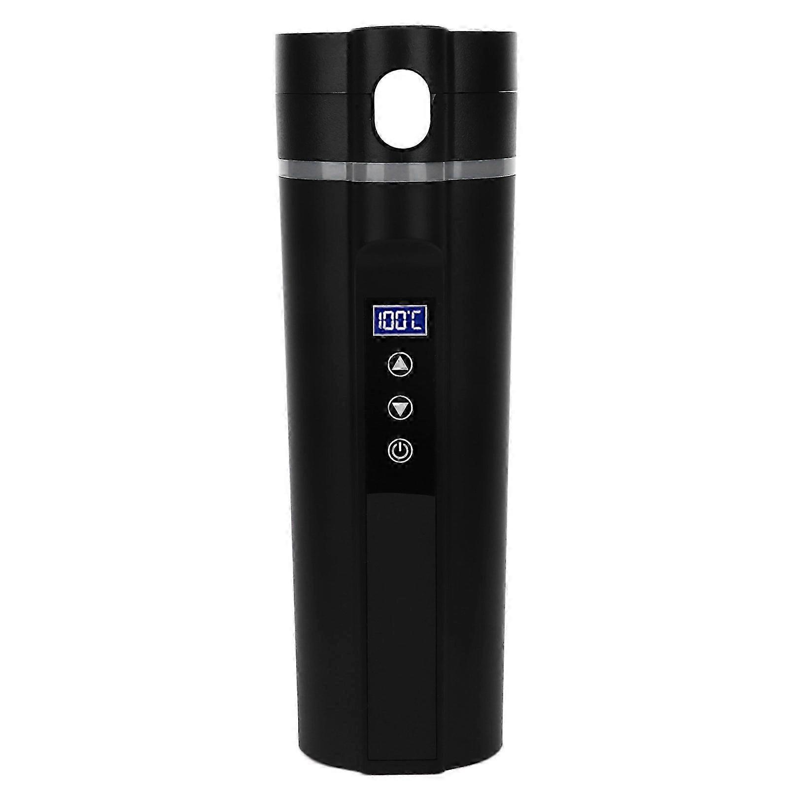 450ml Electric Heated Travel Mug, Intelligent Temperature Control, Low Noise, Black, for Car, Travel, Camping