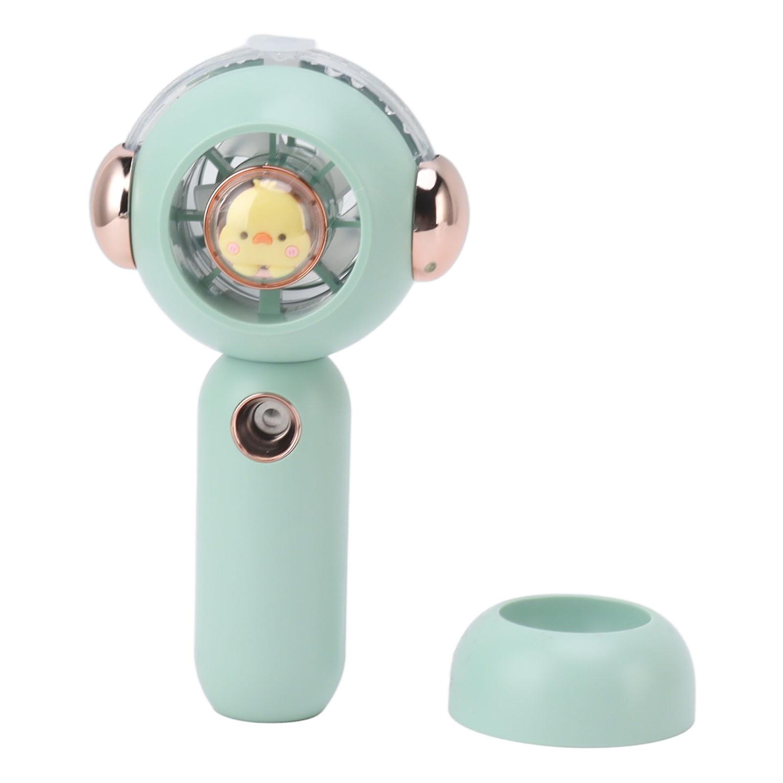 Lovely Handheld Misting Fan with Atomization Function USB Rechargeable Small Pocket Mist Fan 500mAh Green 