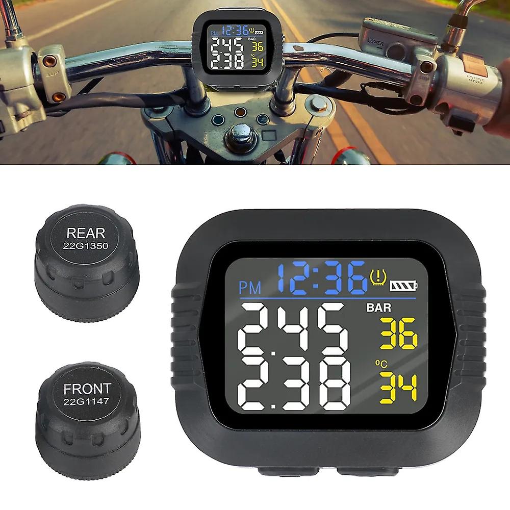 Motorcycle Tpms Tire Pressure Monitoring System Temperature Alarm With 2 External Sensors Moto Tyre Alarm Systems Real Time