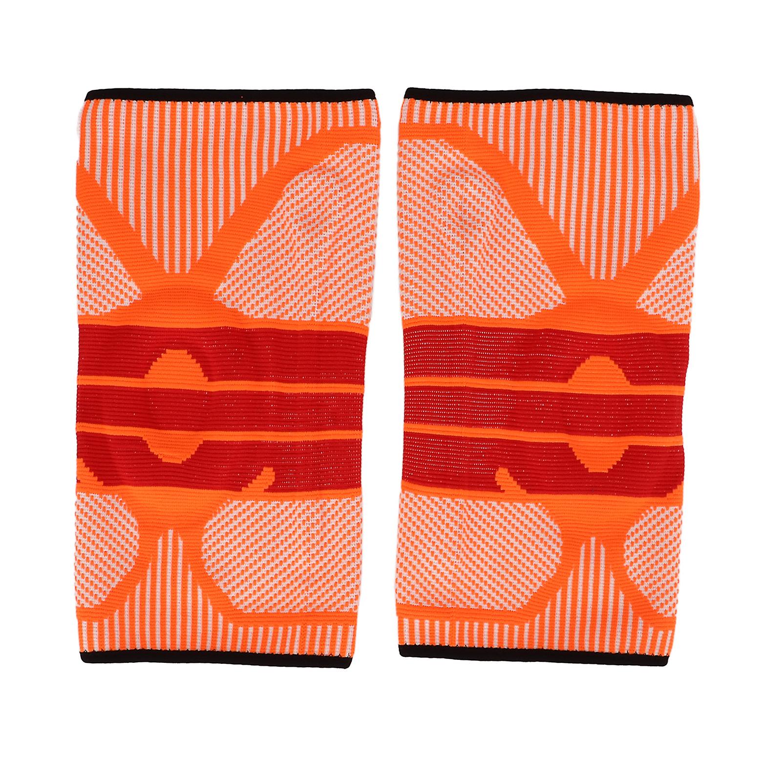 Breathable Women's Knee Sleeves for Running – Stretchy Anti-Slip Sports Pads (Orange/Red, M)
