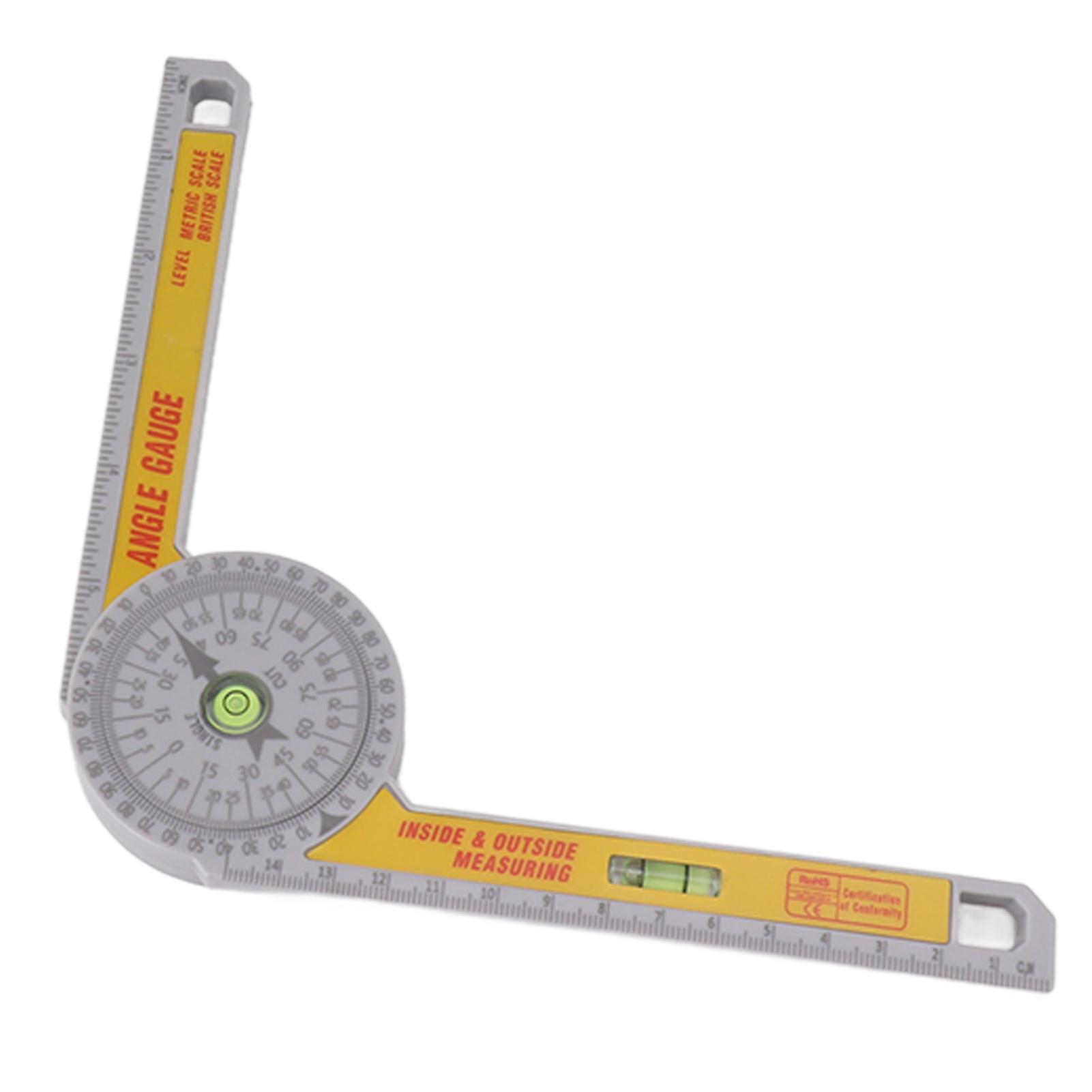 Miter Saw Protractor ABS Angle Measurement Finder Gauge Cutting Guide Tool with Bubble Level