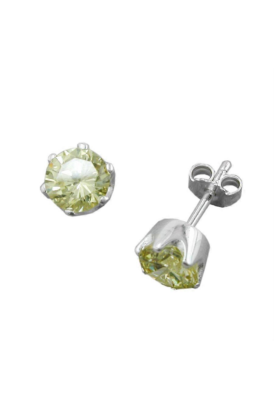Stud Earrings Zirconia Green/ Peridot Silver 925 - Gl92271