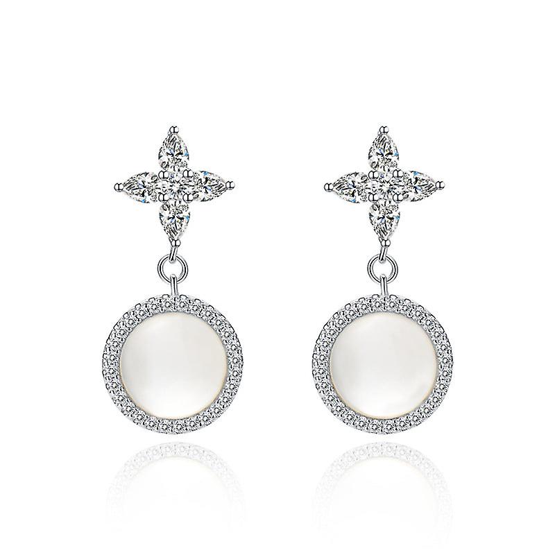 Earrings For Women Girls Stud Pack Drop Dangle Jewelry Fashion Inlaid Zircon White Shell