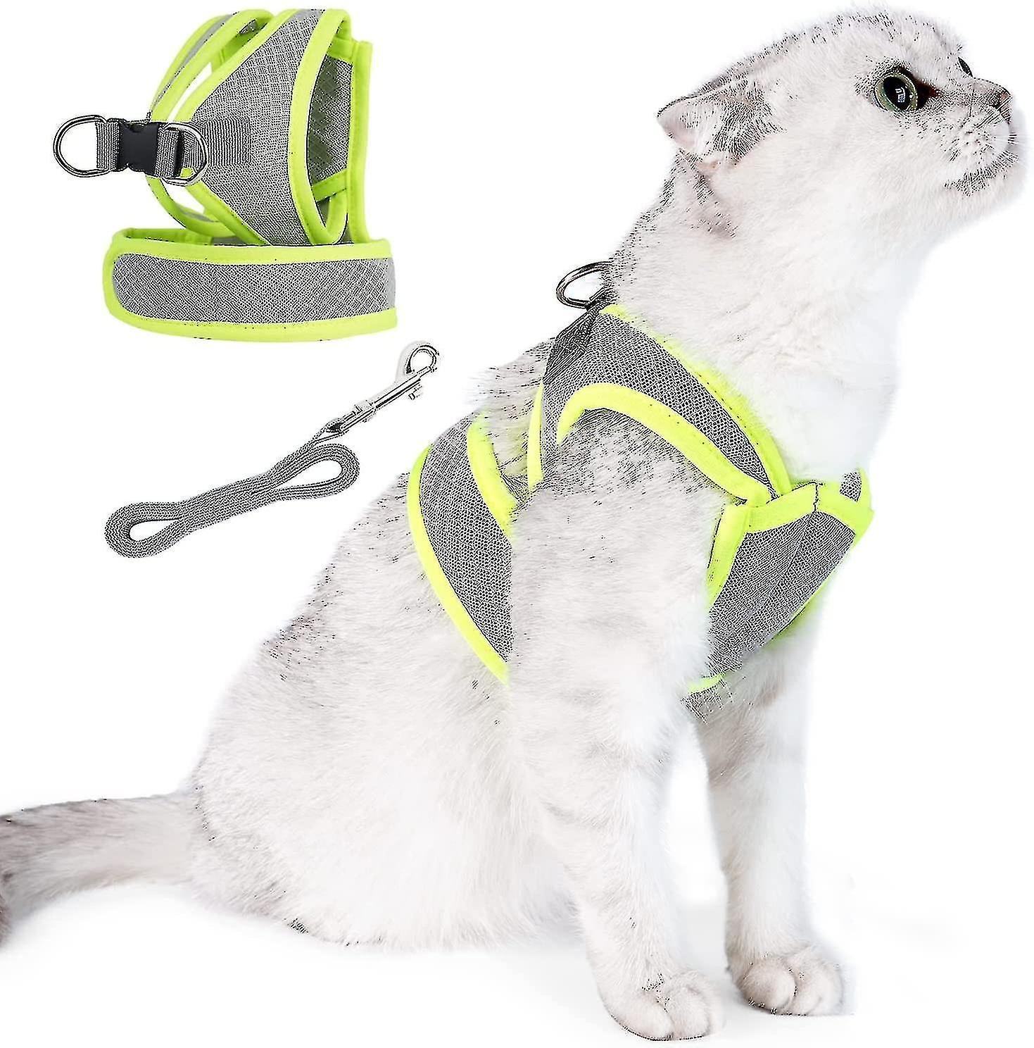 Cat Harness And Leash Set For Walking, Escape Proof Soft Adjustable Vest Harnesses For Cats,breathable Lightweight Easy Control Outdoor Vest