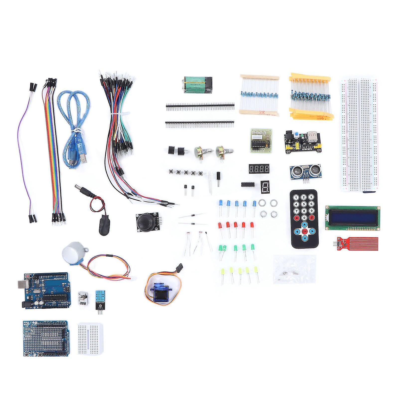 Super Starter Kit per componenti elettronici: breadboard a circuito, modulo di alimentazione, LED, LCD, resistore