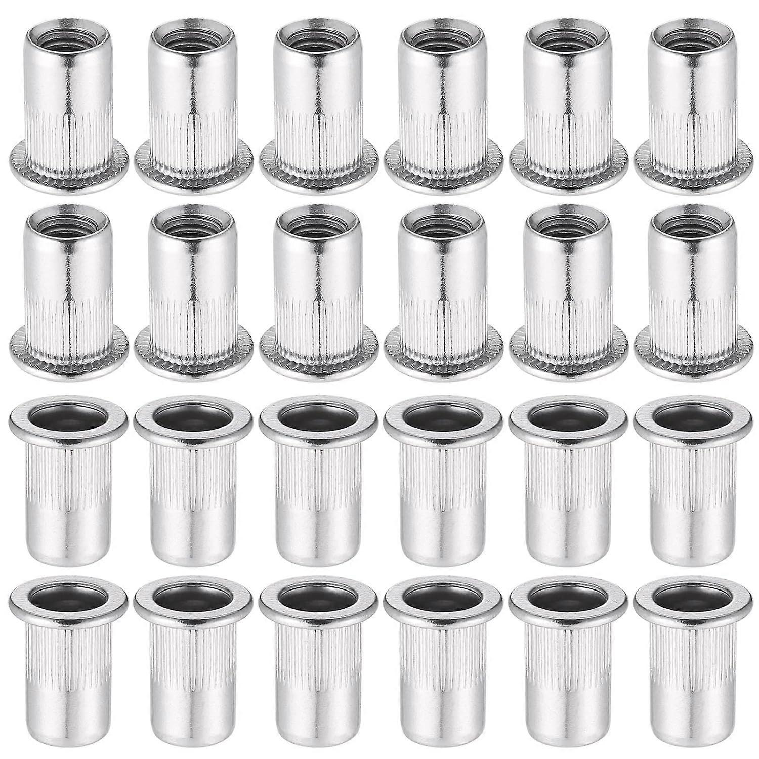 60 stycken 304 rostfritt stål M8 nitmutter platt huvud blindmutter gängad nitnitmutter för gängad insatstång
