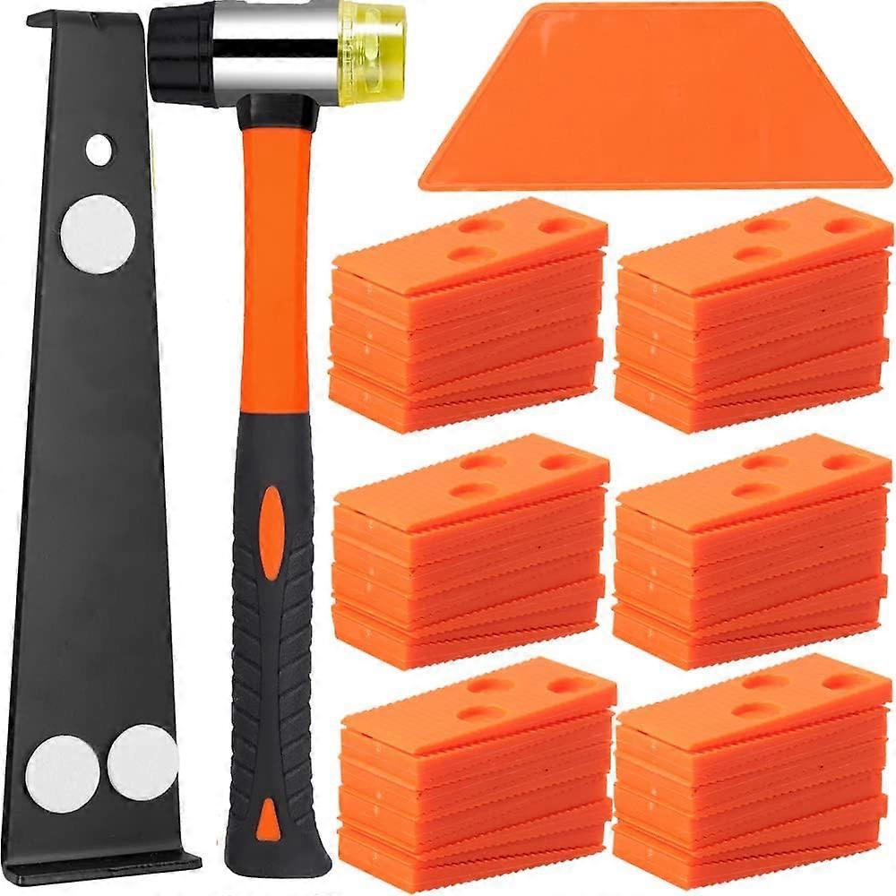 Laminate Floor Installation Kit, Laminate Floor Installation Kit with 60 Spacers Striking Block, Heavy Duty Pull Bar and Fibreglass Mallet, Soft Non-S