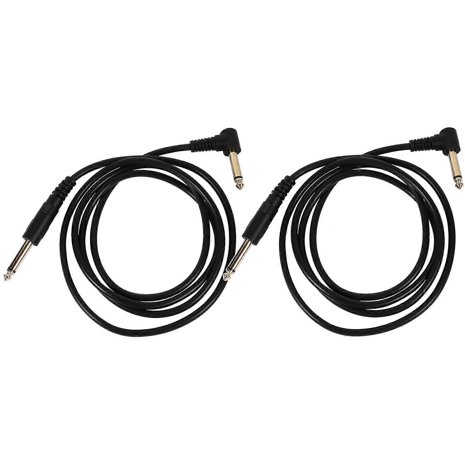 2pcs 1.5m Guitar Patch Cable 6.35mm Straight to Right Angle Instrument Cable