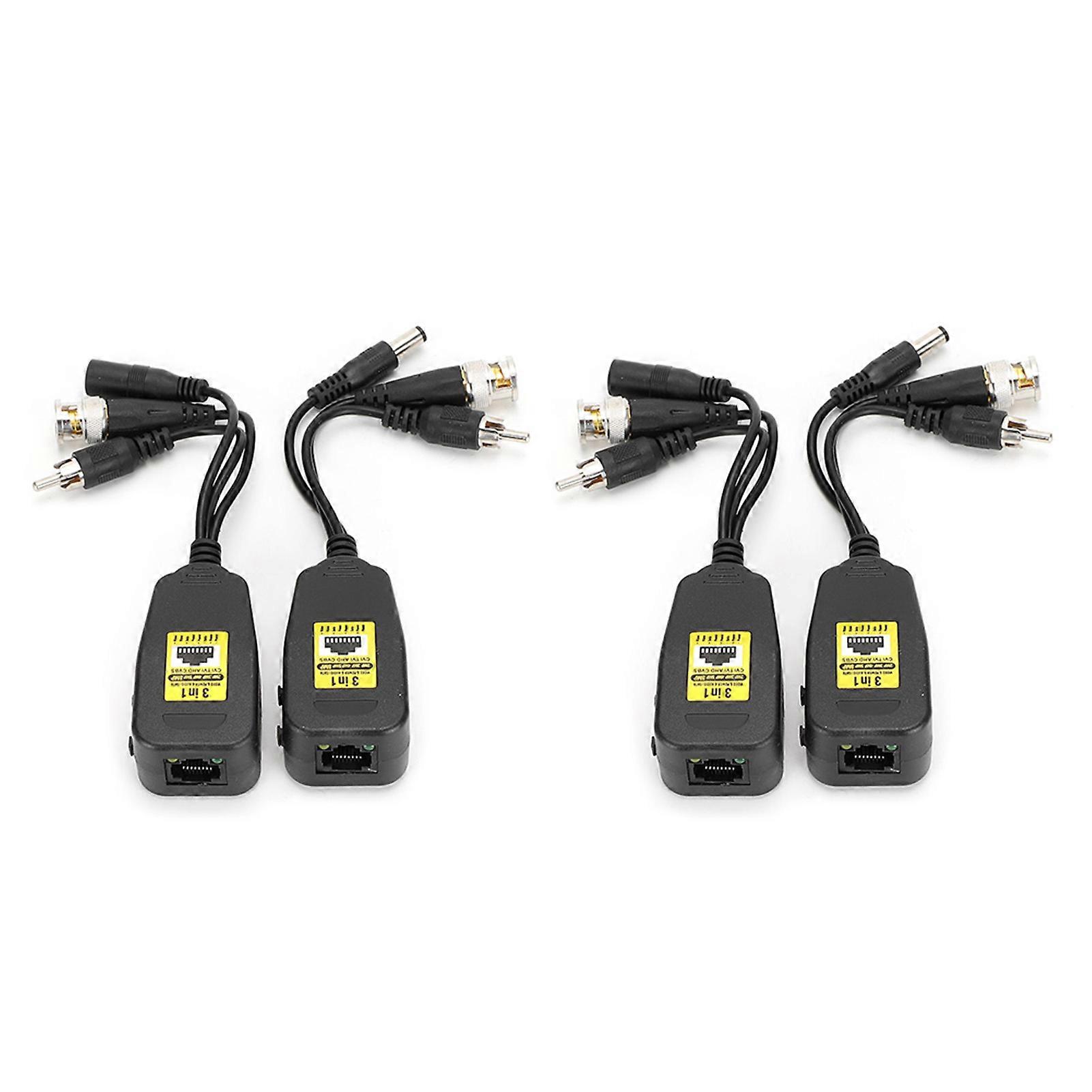 2Pair 3 In-1 PowerVideoAudio Balun Connector Transmitter 8MP CVi AHd TVi CVBS