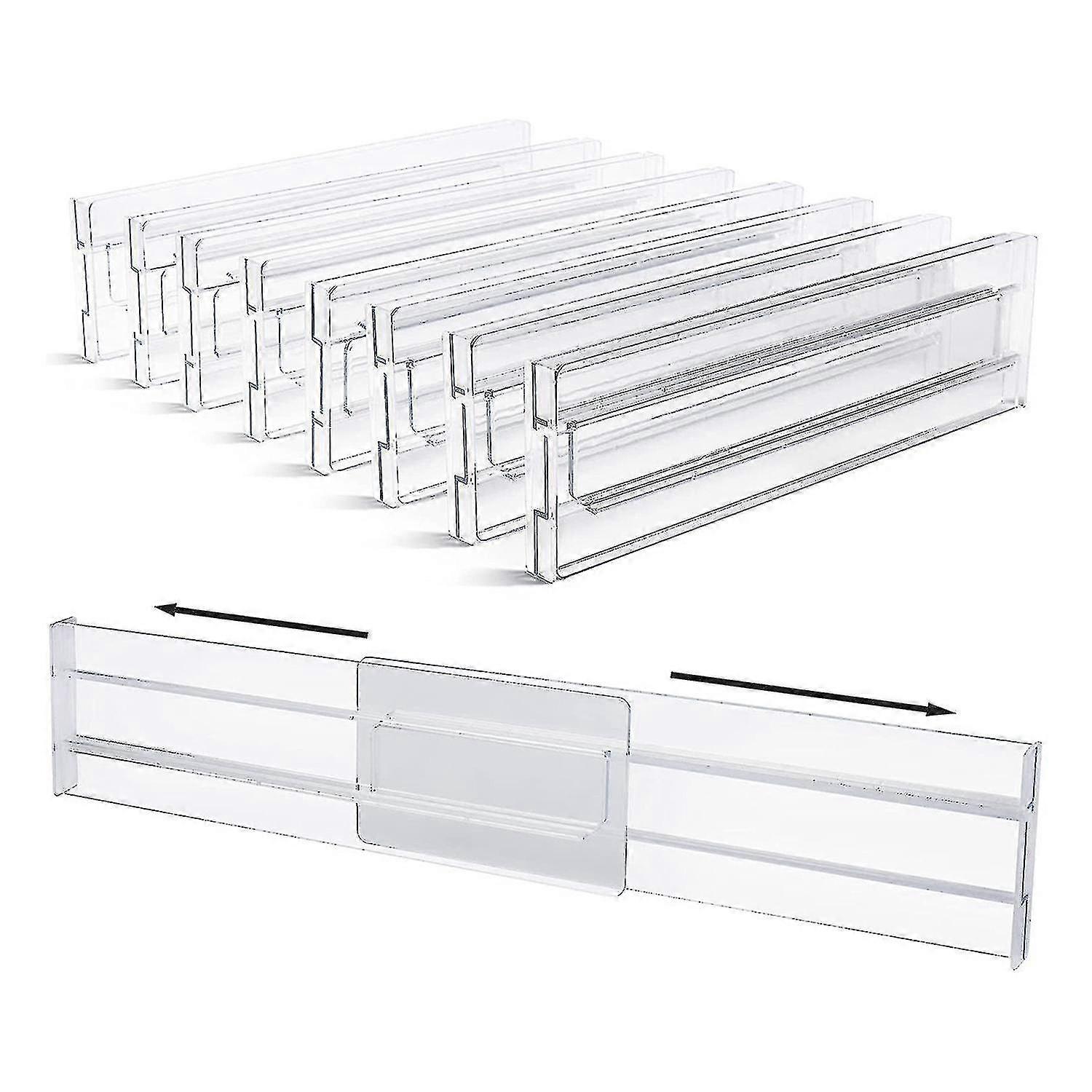 Drawer Dividers 8 Pack, Adjustable Organizer, Clear Plastic_Dec