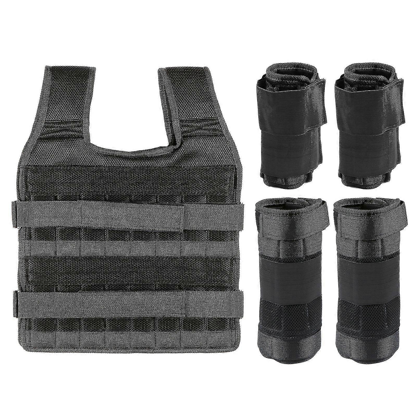 Max Loading 15kg/35kg Adjustable Vest Weight Exercise Weight Loading Cloth Strength Training With 6kg Leg Weight 5kg Arm Weight (empty)-Yvan