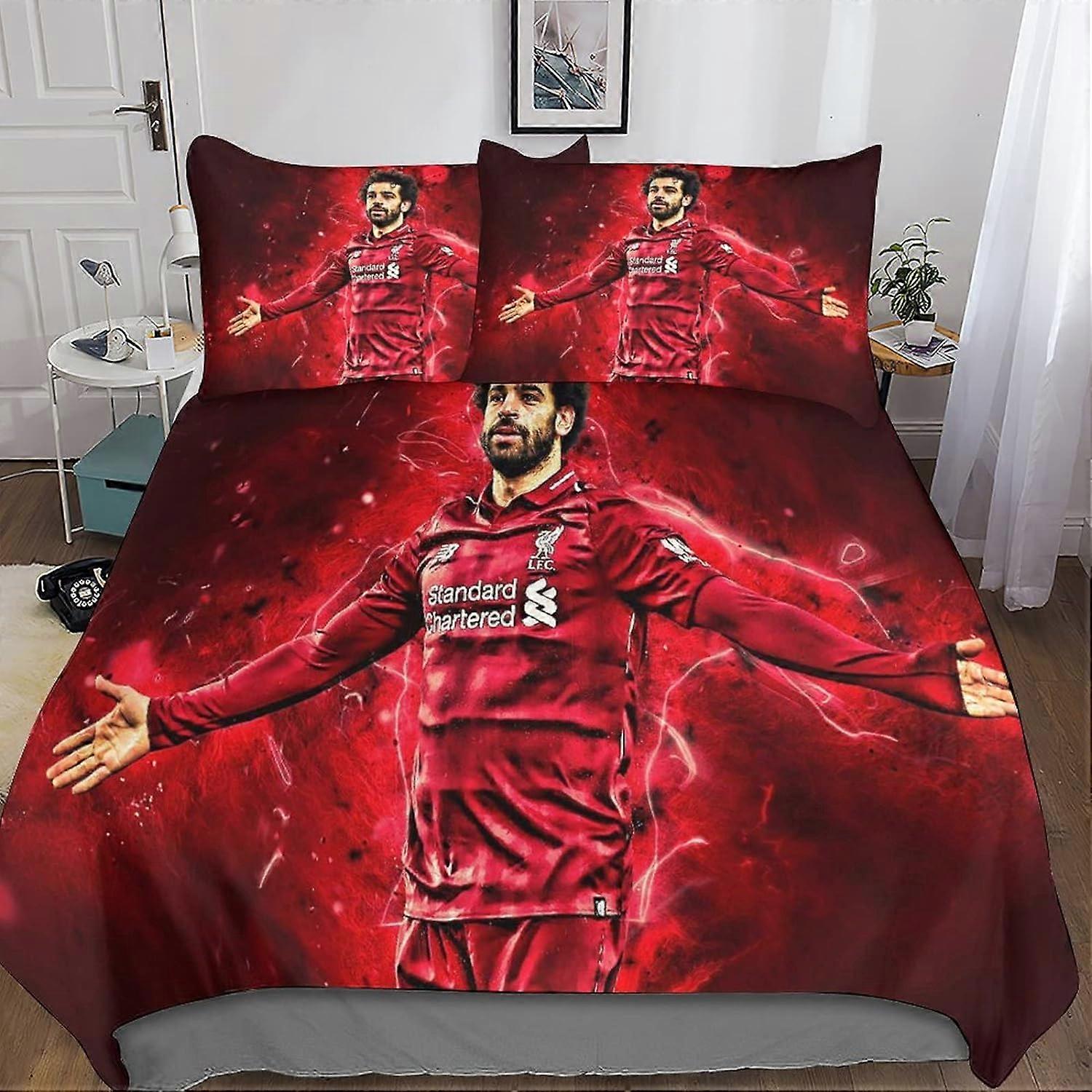 Salah Nevresim Takımları D, Futbol Yıldızı Baskılı Nevresim Takımı, Gençler ve Yetişkinler için Yastık Kılıfı ile Kral