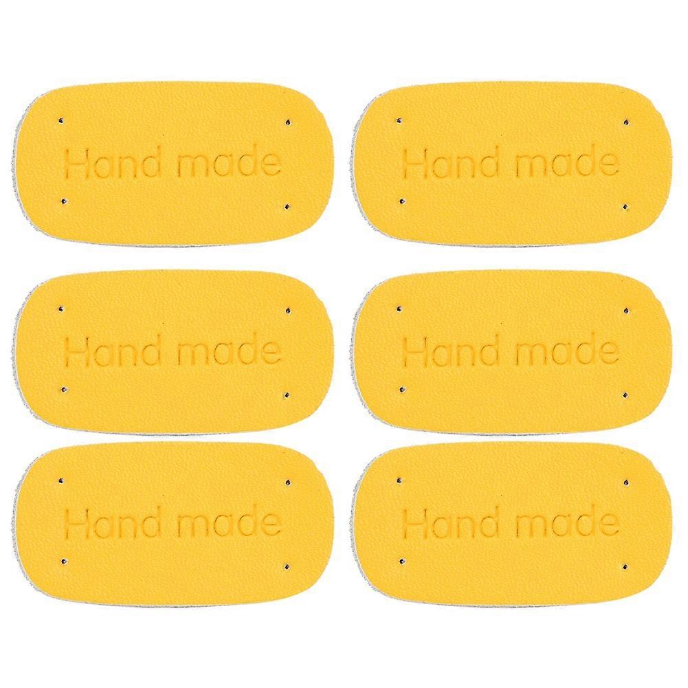 6Pcs Cow Split Leather Label DIY Hand?Made Patch Clothes Bag Decoration Accessories YEMAA