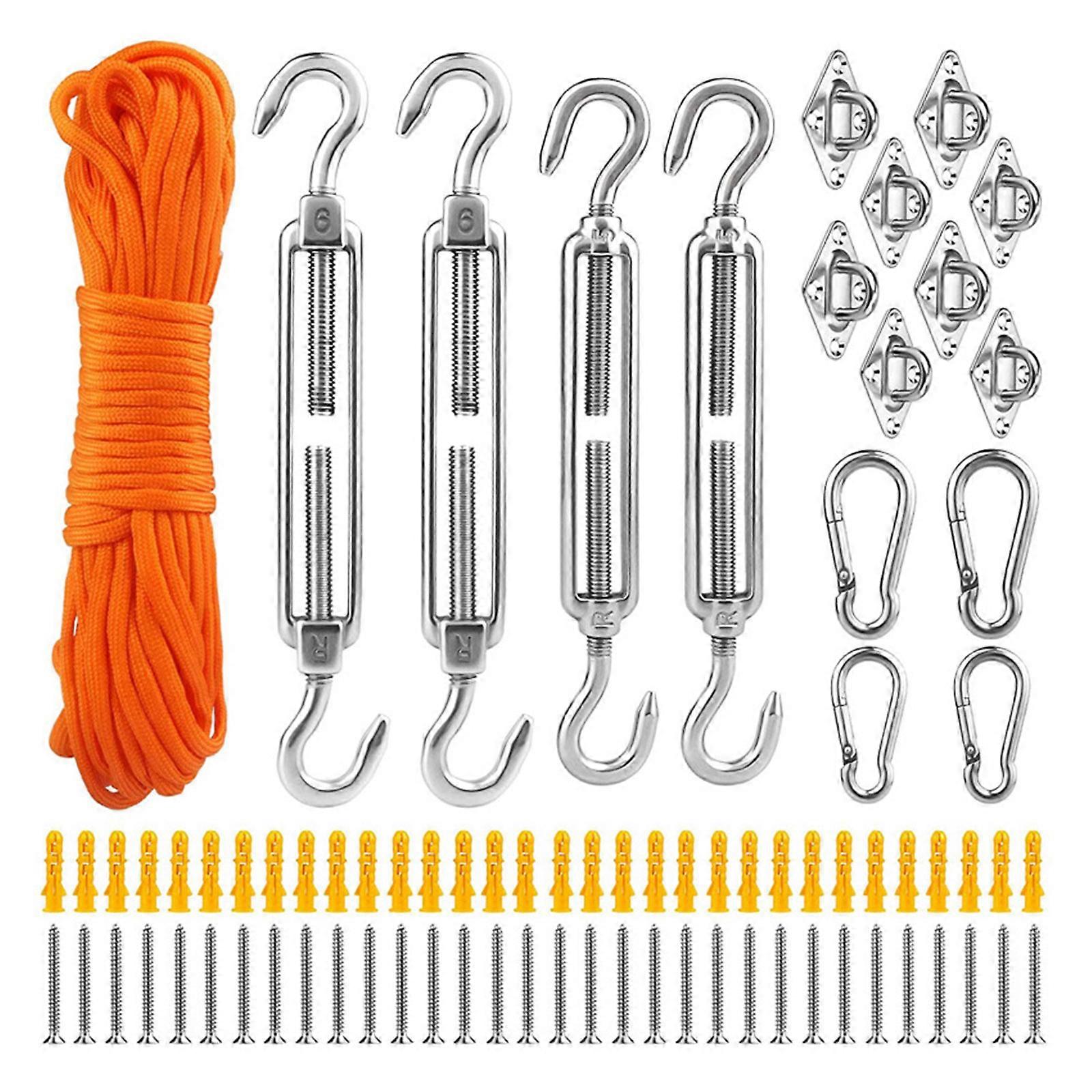  for Sun Shade Sail Canopy Fitting 81pcs Garden Patio Rectangle Awning Attachment