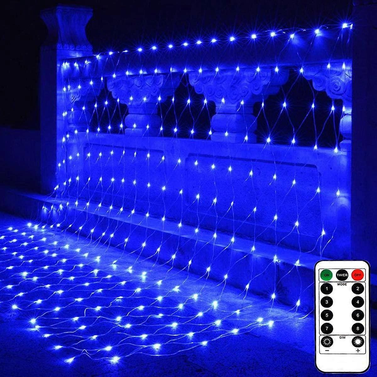 1,5 m x 1,5 m Filet de jardin Lumières Guirlande Batterie Blanc Chaud 100 LED Guirlandes lumineuses Étanche IP65 8 modes Télécommande Minuterie Dimmable Pati