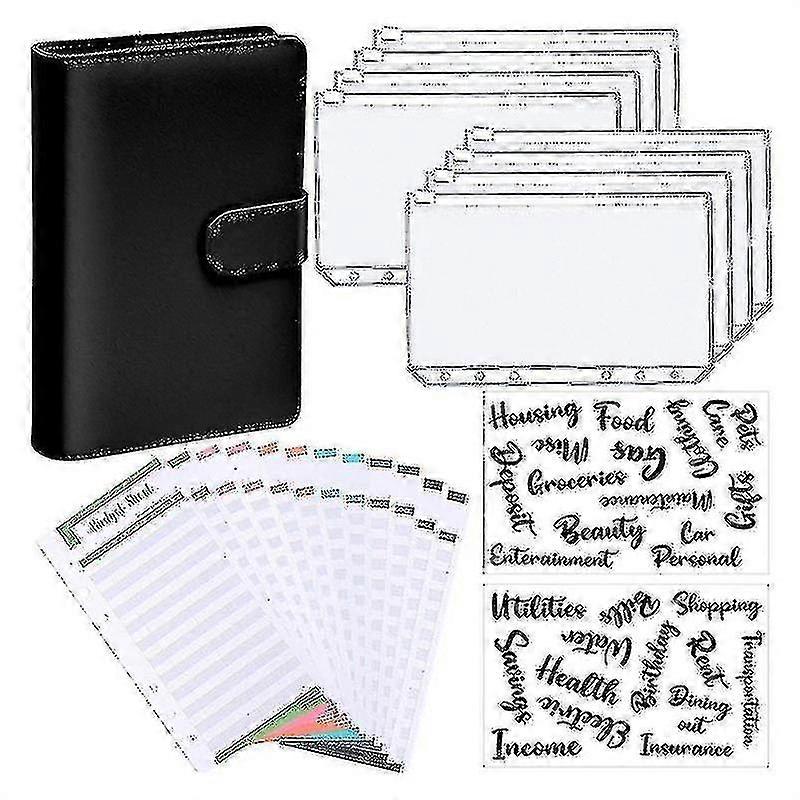 A6 Binder Budget Planner Notebook Covers Folder Size 6 Hole Pockets Plastic Zipper Money Saving Envelope