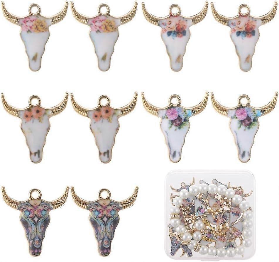 1Box Animal Charms Collections Printed Enamel Charm Easter Holiday Bunny Rabbit Charm Alpaca Cat Fish Turtle Bird Elephant Bull Charm