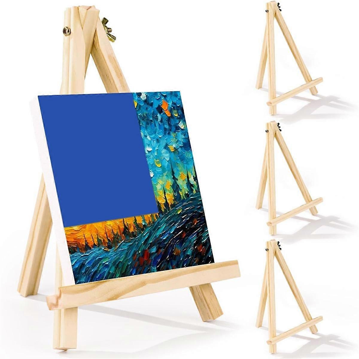 4 Pack 9 Inch Wooden Easel for Painting Canvas, Art,Tripod,Painting Party Easel, Kids Student Deskt