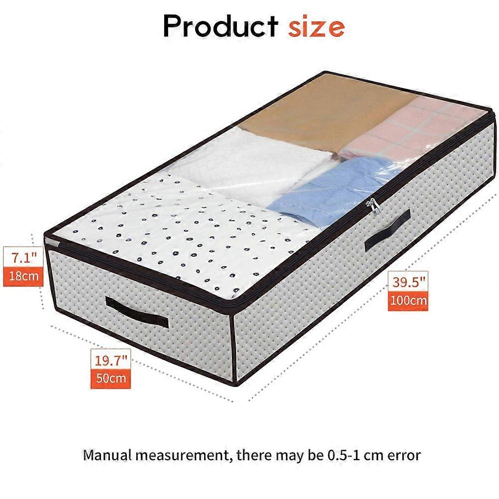 Foldable Under Bed Bags,1/2 Pack Large Under Bed Storage Boxes Thick Breathable Underbed Clothes
