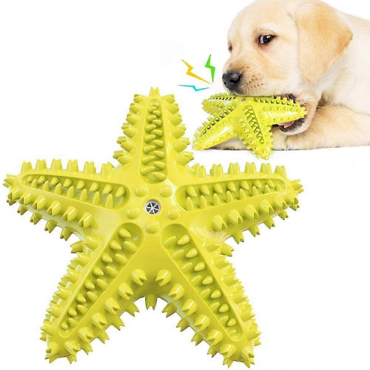 Shxx Starfish Dog Chew Toy Interactive Squeaky Dog Teething Cleaning Toothbrush Toy, Interactive Starfish Puppy Toys For Small Medium Large Breed,yell