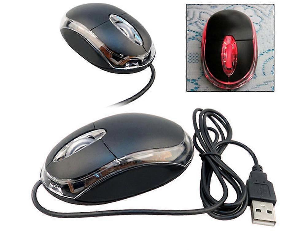 Mini LED Light Wired USB Optical Mouse Scroll Wheel for PC Laptop Computer