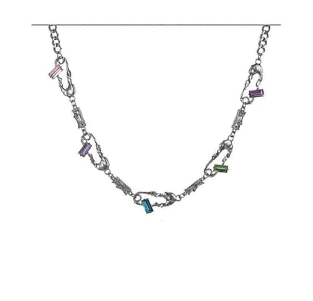 Collier Pendentif trombone en cristal coloré