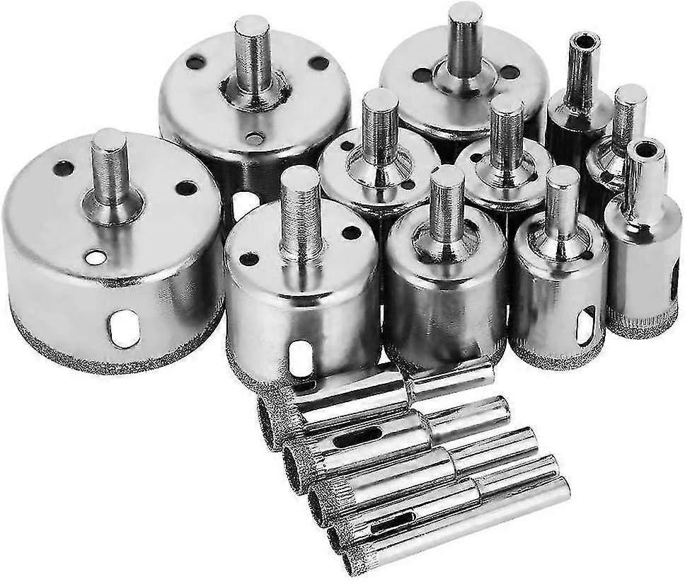 مجموعة من 16 صناديق منشار ثقب الماس لثقوب البلاط - 6 - 50mm لقم الثقب الزجاج