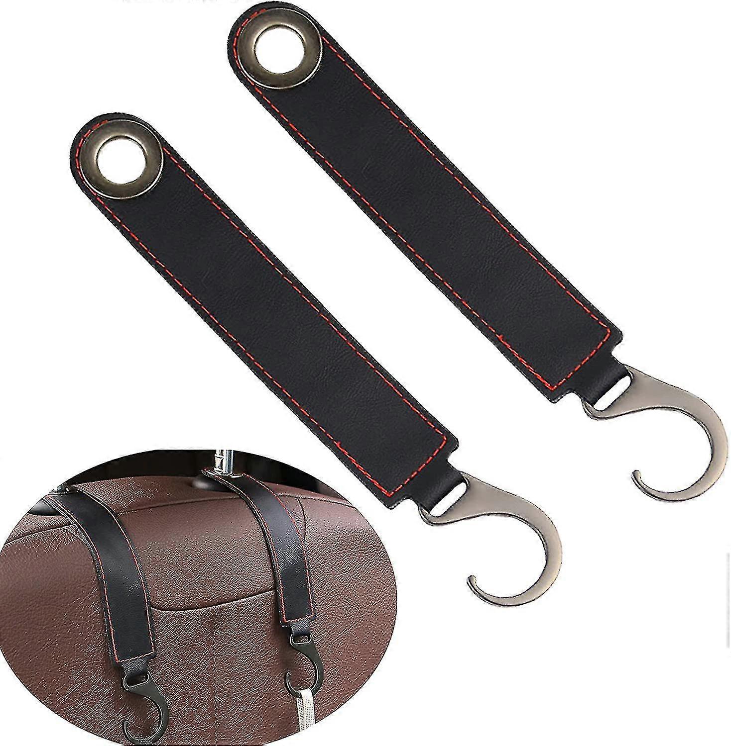 2pcs Car Seat Headrest Hooks,leather Car Seat Hooks Metal Universal Car Hooks For Wallets And Bags Rear Seat Organizer