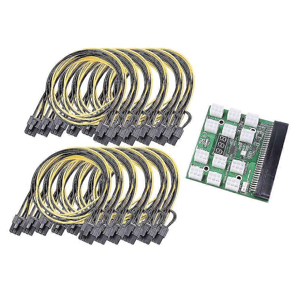 Stromumwandlungsplatine, 12-Port-Server-Stromumwandlungsplatine, 12-teiliges 6-poliges Netzkabel mit Kippschalter (20 cm)