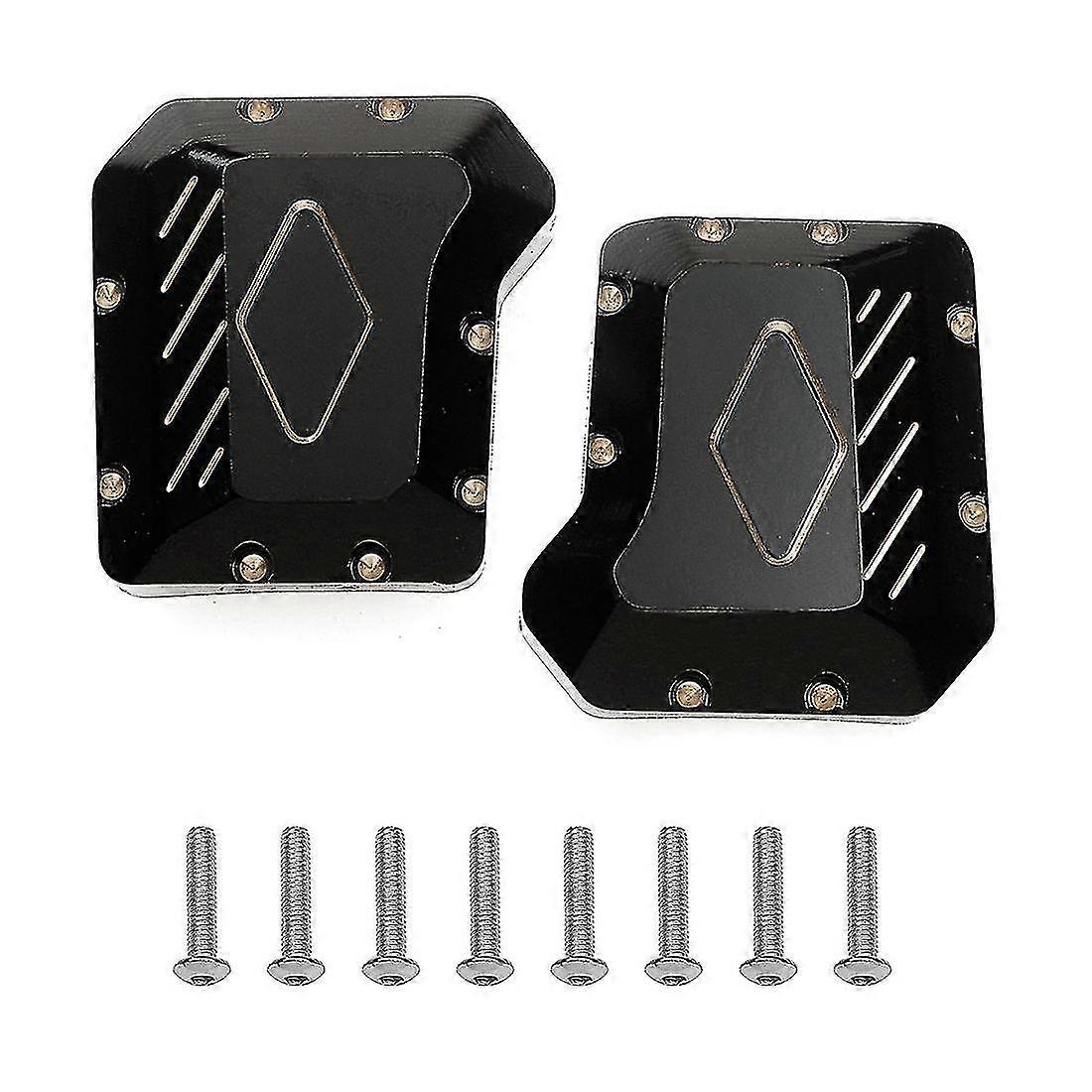 2 stücke Schwarz Messing Diff Abdeckung Vorder- Und Hinterachse Gehäuse Abdeckung Kompatibel 1/10 Rc Crawler Auto Traxxas Trx4