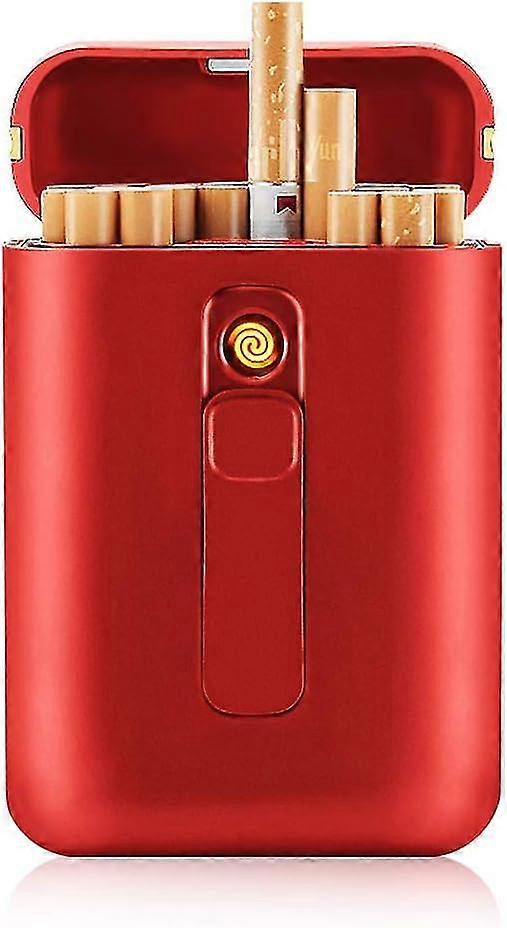 20 Cigarettes Portable Cigarette Holder - With Windproof Electric Flameless Lighter, Usb Rechargeable