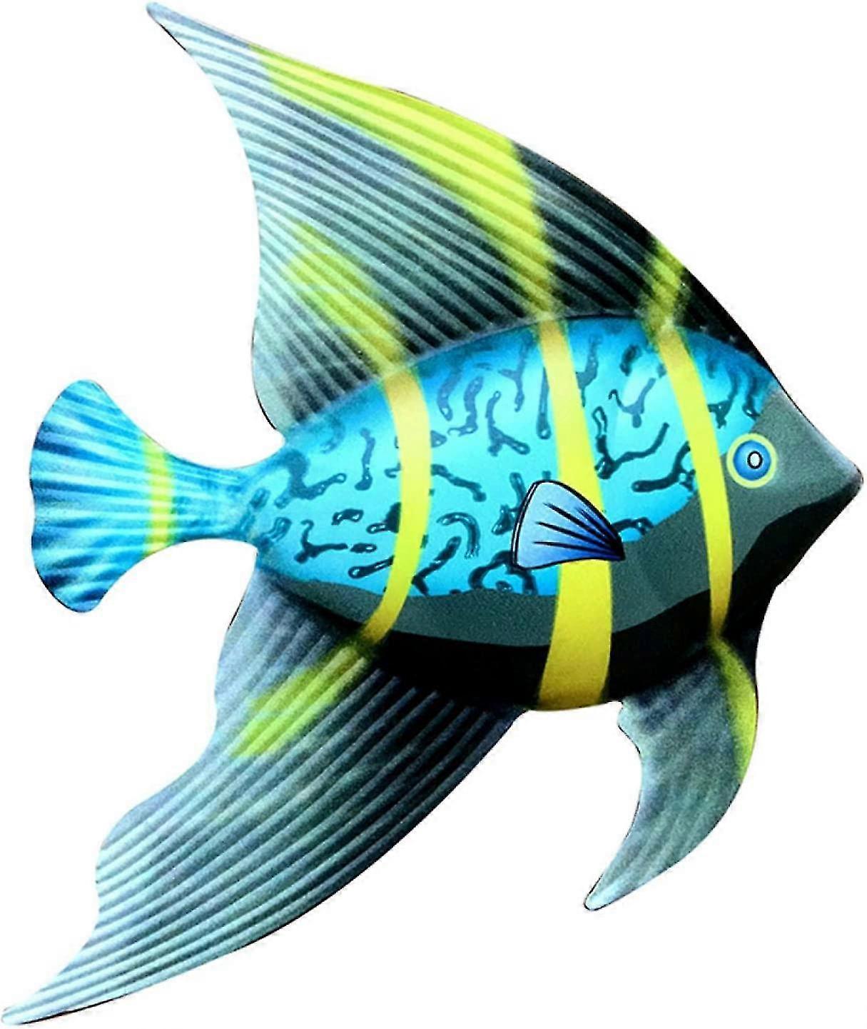 metal fish wall art outdoor decor (blue)
