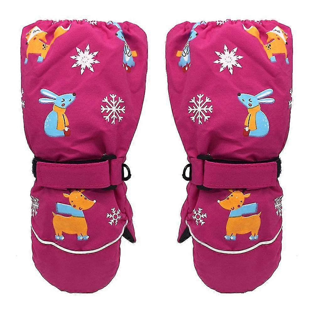Cartoon Thickened Ski Gloves Windproof Waterproof Non-slip Long Cuff Gloves