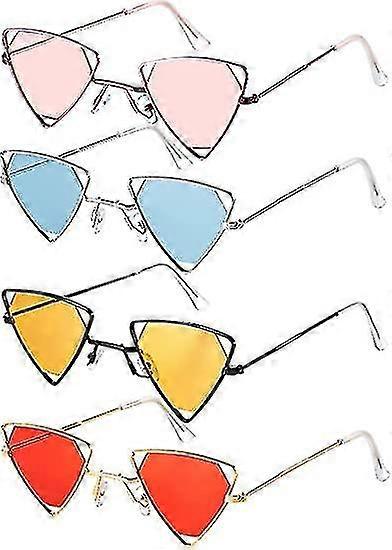 4 Pares Óculos de Sol Retrô Triângulo Clássico Óculos de Sol Candy Color Óculos Olho de Gato