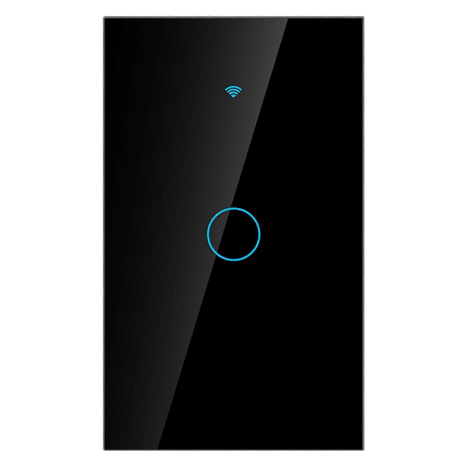 WiFi Touch Screen Switch Single Circle for Google 1Way AC 90250V (Black US Plug)