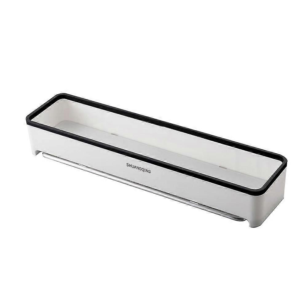 Plastic Wall-mounted Towel Storage Rack Multifunction Floating Shelf Organizer For Bathroom Kitchen (black)