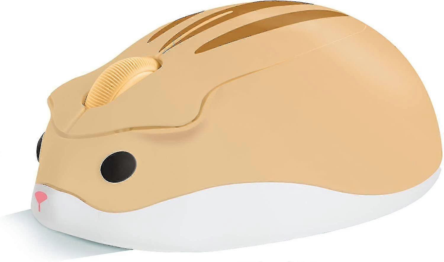 2.4gワイヤレスマウスかわいい動物ハムスターシェイプミュートマウスポータブルモバイル光学マウス(黄色)